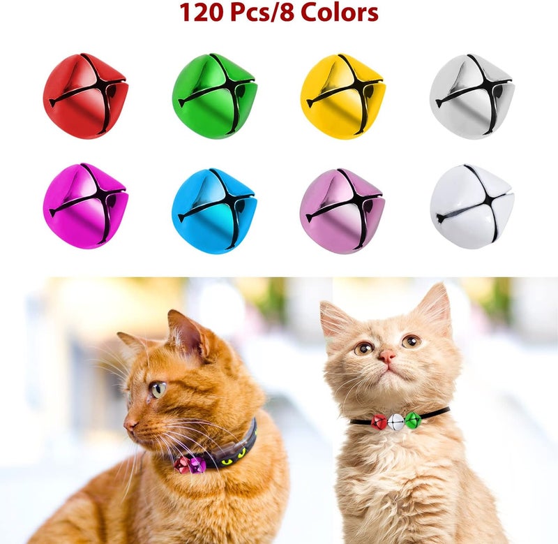 LIGHOON Jingle Bells for Crafts, 8 Colors Large Jingle Bells Christmas Jingle Bell, Cheerful Sound Craft Bells for Wreath, Holiday Home and Christmas Decoration, 0.6 Inch, 120 Pcs - Image 2